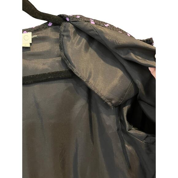 Vintage Pearl C 100% Silk Shaket Navy and Purple Polka Dot Size 4 - Picture 5 of 5